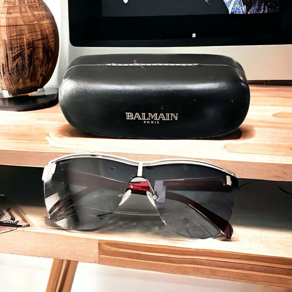 BALMAIN Sunglasses with Red Frames 70MM + Case, NWT - Picture 15 of 15